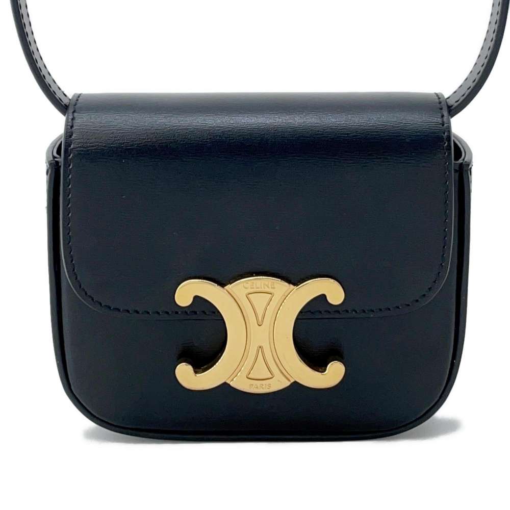 CELINE Mini Claude Shoulder Black10I513 Calf Leather Size Mini