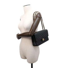 Load image into Gallery viewer, CHANEL Matelasse Double Flap ChainShoulder Bag BlackA01112 Caviar Leather Size 25
