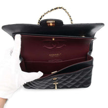 将图像加载到图库查看器中，CHANEL Matelasse Double Flap ChainShoulder Bag BlackA01112 Caviar Leather Size 25
