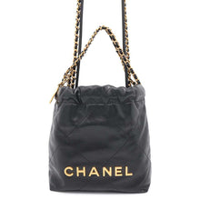 Load image into Gallery viewer, CHANEL CHANEL22 Handbag BlackAS3980 Shiny Calf Leather Size Mini
