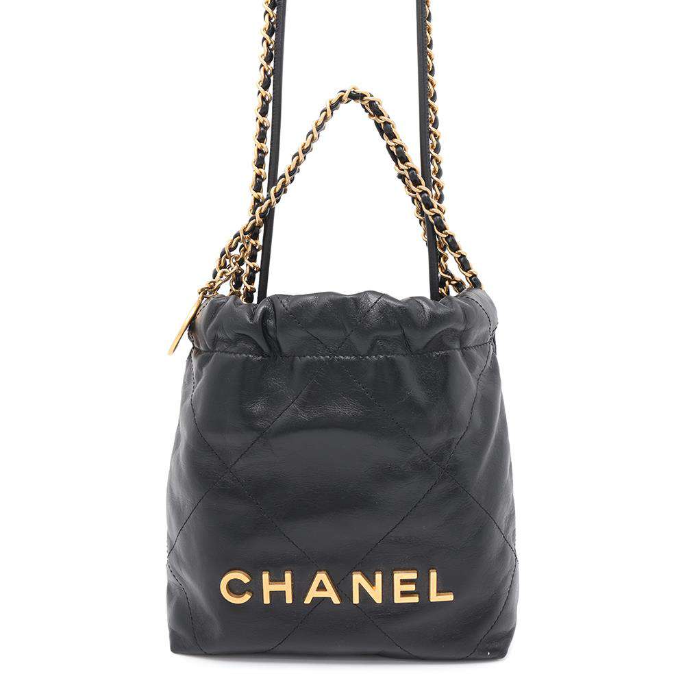 CHANEL CHANEL22 Handbag BlackAS3980 Shiny Calf Leather Size Mini