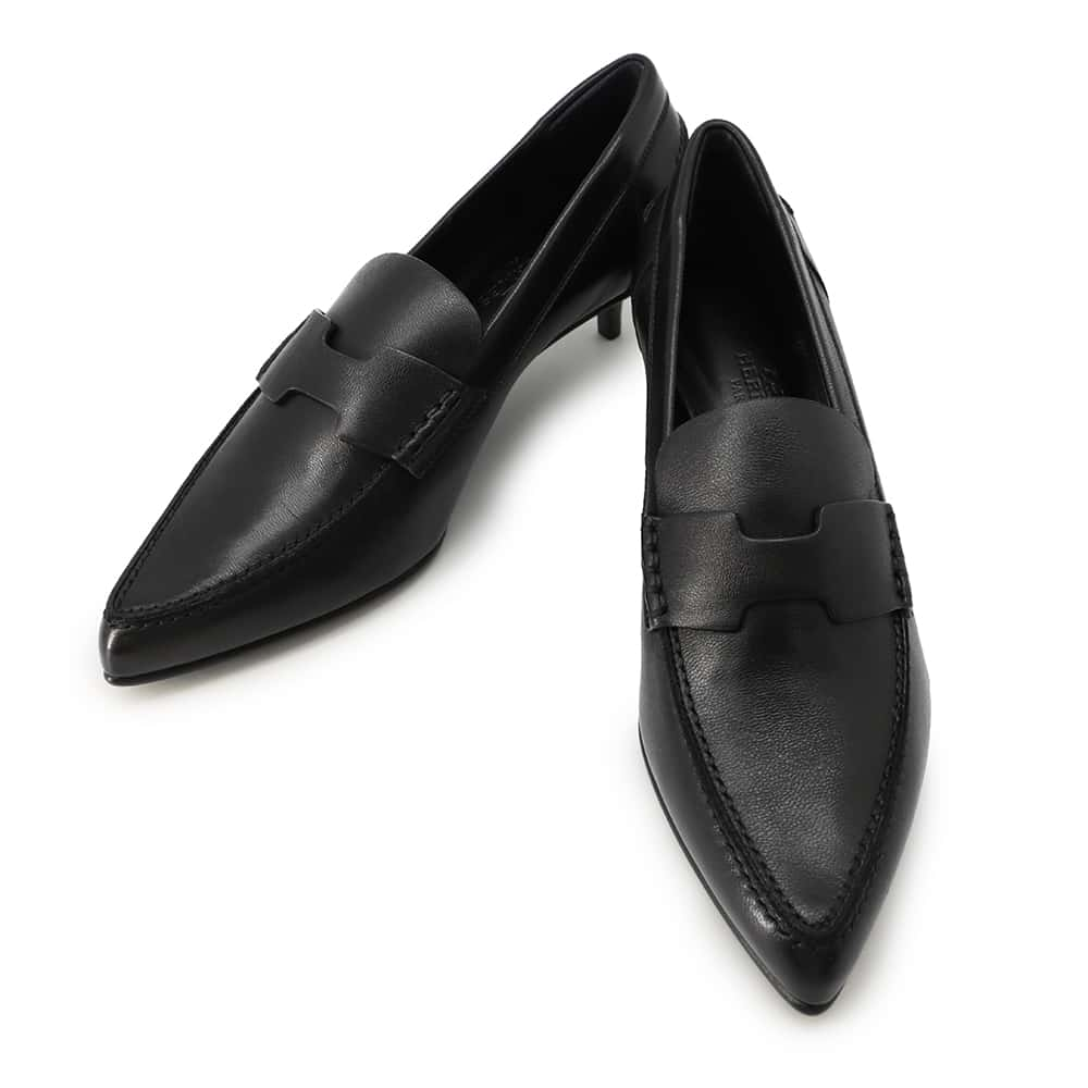 HERMES Glorias 40 Pumps Black Leather Size 36