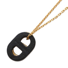 Load image into Gallery viewer, HERMES Chaine d&#39;Ancre O&#39;Maillon Necklace Black Gold Plated Leather
