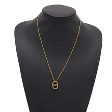 将图像加载到图库查看器中，HERMES Chaine d&#39;Ancre O&#39;Maillon Necklace Black Gold Plated Leather
