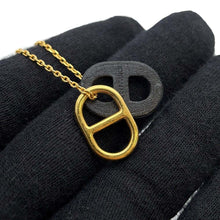 Load image into Gallery viewer, HERMES Chaine d&#39;Ancre O&#39;Maillon Necklace Black Gold Plated Leather
