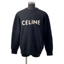 Load image into Gallery viewer, CELINE Logo knit sweater Size M Black2A19R205O Wool 75% Angola 25%
