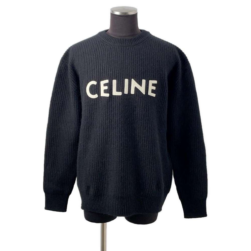 CELINE Logo knit sweater Size M Black2A19R205O Wool 75% Angola 25%