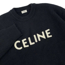 将图像加载到图库查看器中，CELINE Logo knit sweater Size M Black2A19R205O Wool 75% Angola 25%
