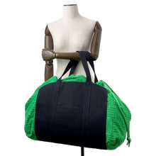 将图像加载到图库查看器中，Bottega Veneta Jacquard roll-up bag Green/Black709442 Terry Cloth Canvas
