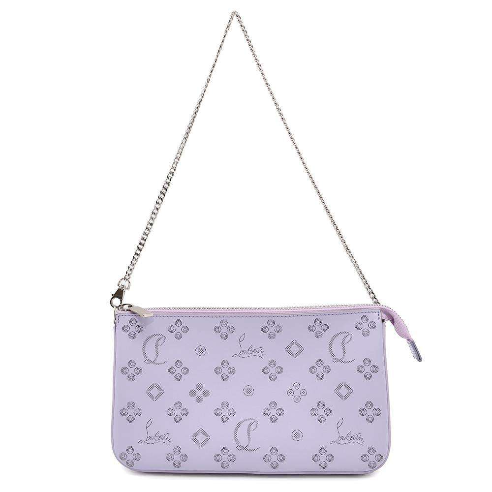 Christian Louboutin LOUBILA Zip-up Clutch Bag with Chain Purple3225038 Leather