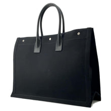 将图像加载到图库查看器中，SAINT LAURENT PARIS Rive Gauche Tote Bag Black/White509415 Canvas Leather
