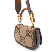 将图像加载到图库查看器中，GUCCI Bamboo 1947 Jumbo GG Top Handle Bag Beige675797 Canvas Leather
