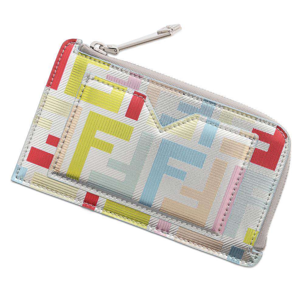 FENDI Card Case Silver/Multicolor8M0489 Leather