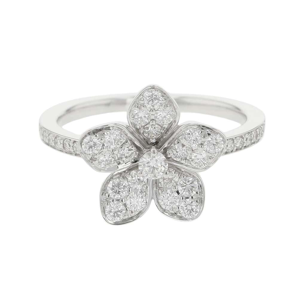 GRAFF Wildflower Pavé Diamond Ring Size Approximately No. 10RGR848 18K White Gold