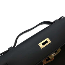 将图像加载到图库查看器中，HERMES Pochette Kelly Black Swift Leather
