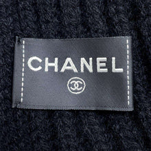 Load image into Gallery viewer, CHANEL Sequins logo scarf BlackAA9552 Cashmere100%
