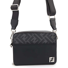 将图像加载到图库查看器中，FENDI Zucca Organizer Shoulder Bag Black7M0357 PVC Coated Canvas Leather
