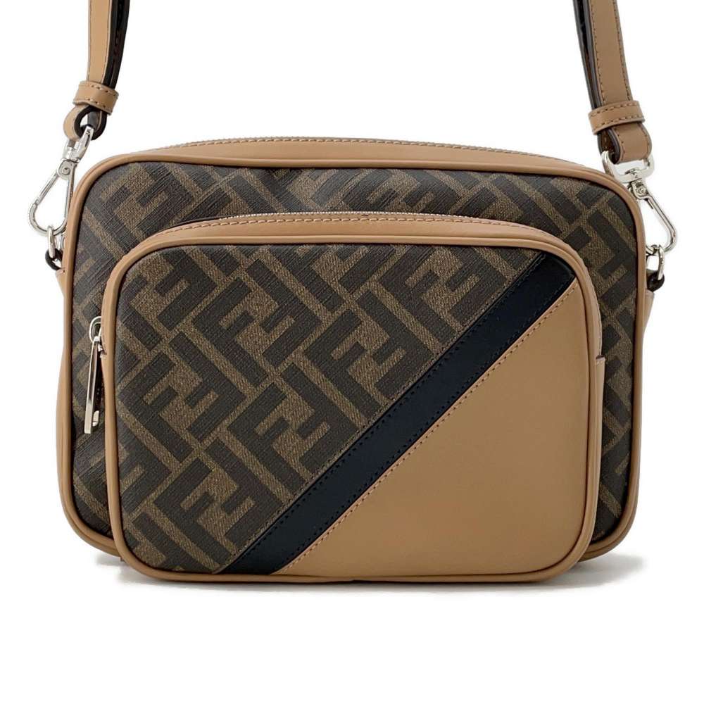 FENDI Zucca Shoulder Bag Brown7VA607 Leather PVC