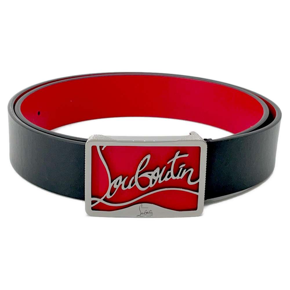 Christian Louboutin RICKY BELT35 Black/Red1195192 Leather Size 95