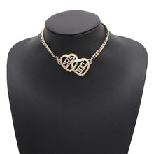 Load image into Gallery viewer, CHANEL CHANEL logo double heart choker necklaceABB646 Metal strass
