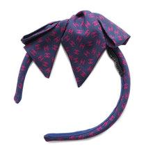 将图像加载到图库查看器中，CHANEL CC Logo All-over Print Ribbon Headband Navy/Pink Silk100%
