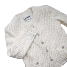 将图像加载到图库查看器中，CHANEL No-collar Tweed Jacket Size 38 WhiteP74453 V66060 Cotton70 % Nylon18% Rayon12%
