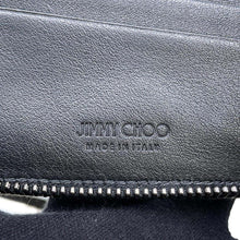 将图像加载到图库查看器中，JIMMY CHOO Lawrence Diagonal Studded Zip Around Wallet Black Leather/Studded
