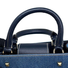 将图像加载到图库查看器中，JIMMY CHOO VARENNE Varenne Denim Tote Bag Blue/Navy Cotton Leather
