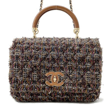 Load image into Gallery viewer, CHANEL top handle chain shoulder bag Brown Tweed Wood Size 23
