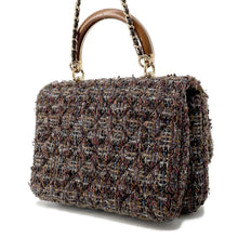 Load image into Gallery viewer, CHANEL top handle chain shoulder bag Brown Tweed Wood Size 23
