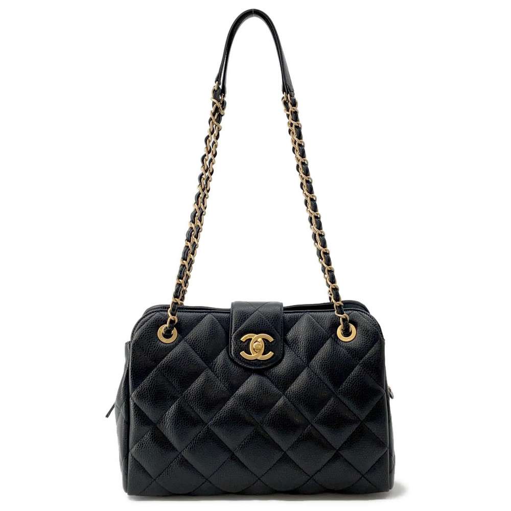 CHANEL Matelasse Large Bowling Bag BlackAS4978 Soft Caviar Leather