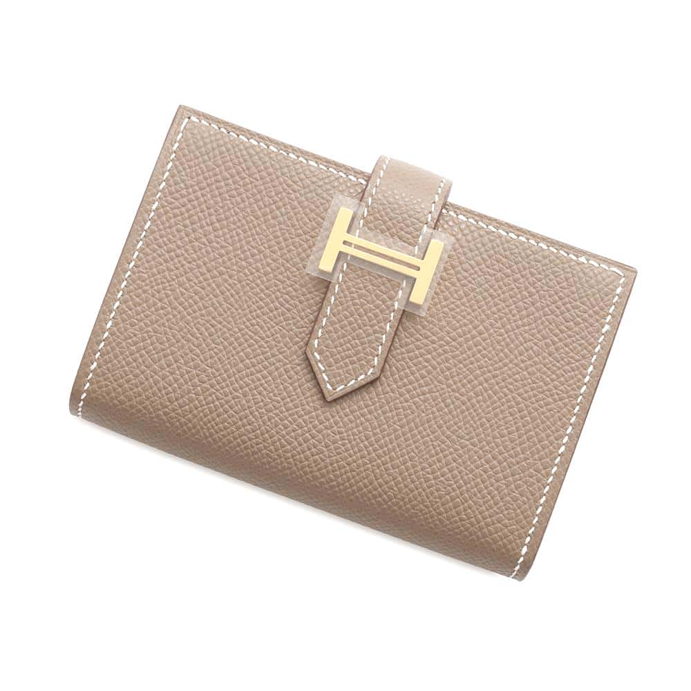 HERMES Bearn Mini Card Case Etoupe Epsom