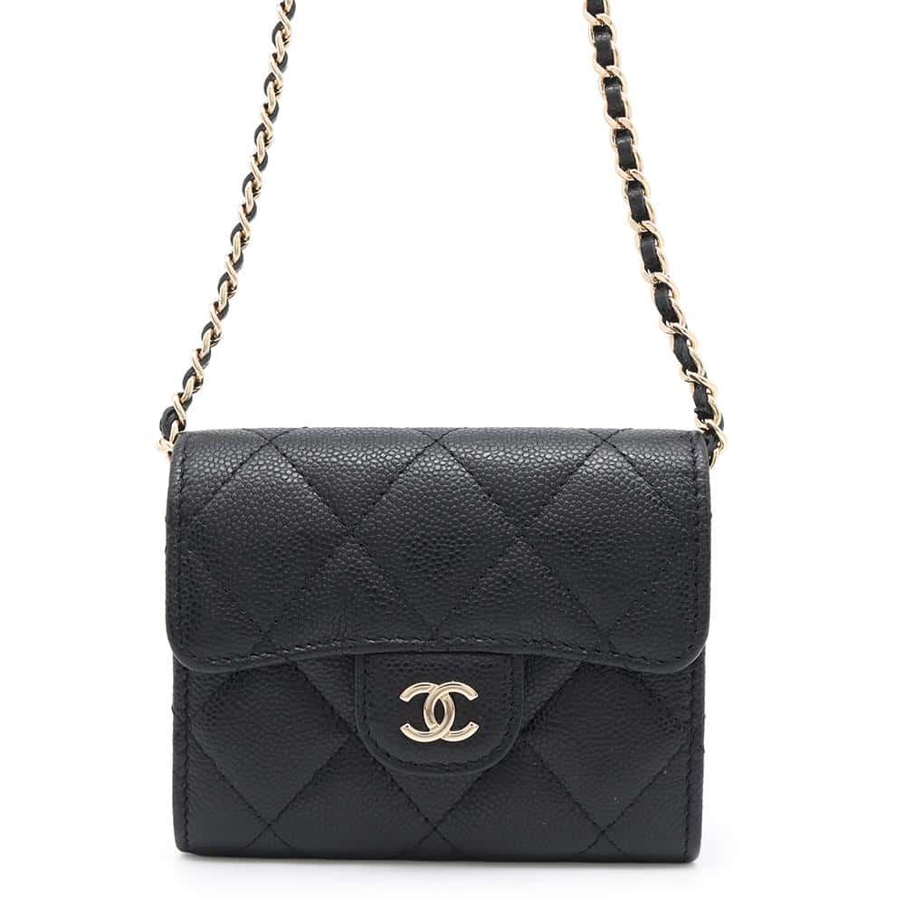 CHANEL Matelasse Classic Chain Wallet BlackAP0238 Caviar Leather