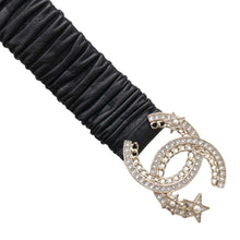 Load image into Gallery viewer, CHANEL CC Logo Belt Size 80/32 Black Rubber Faux Pearl Rhinestone
