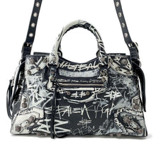 Load image into Gallery viewer, BALENCIAGA Neo Cagoule Graffiti 2way Handbag Black/White700451 Lambskin Size XS
