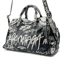 Load image into Gallery viewer, BALENCIAGA Neo Cagoule Graffiti 2way Handbag Black/White700451 Lambskin Size XS
