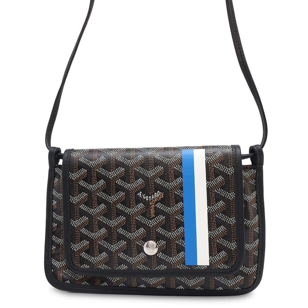 GOYARD Shoulder Bag Plumet Pouch Wallet Black/Blue/White PVC Coated Canvas Calf Leather