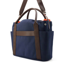 Load image into Gallery viewer, HERMES Sac de Pansage Navy/Feu Toile Chevrons Canvas
