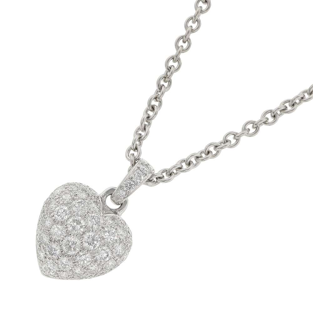 CARTIER heart pave diamond necklaceB3004800/B7006300 18K White Gold