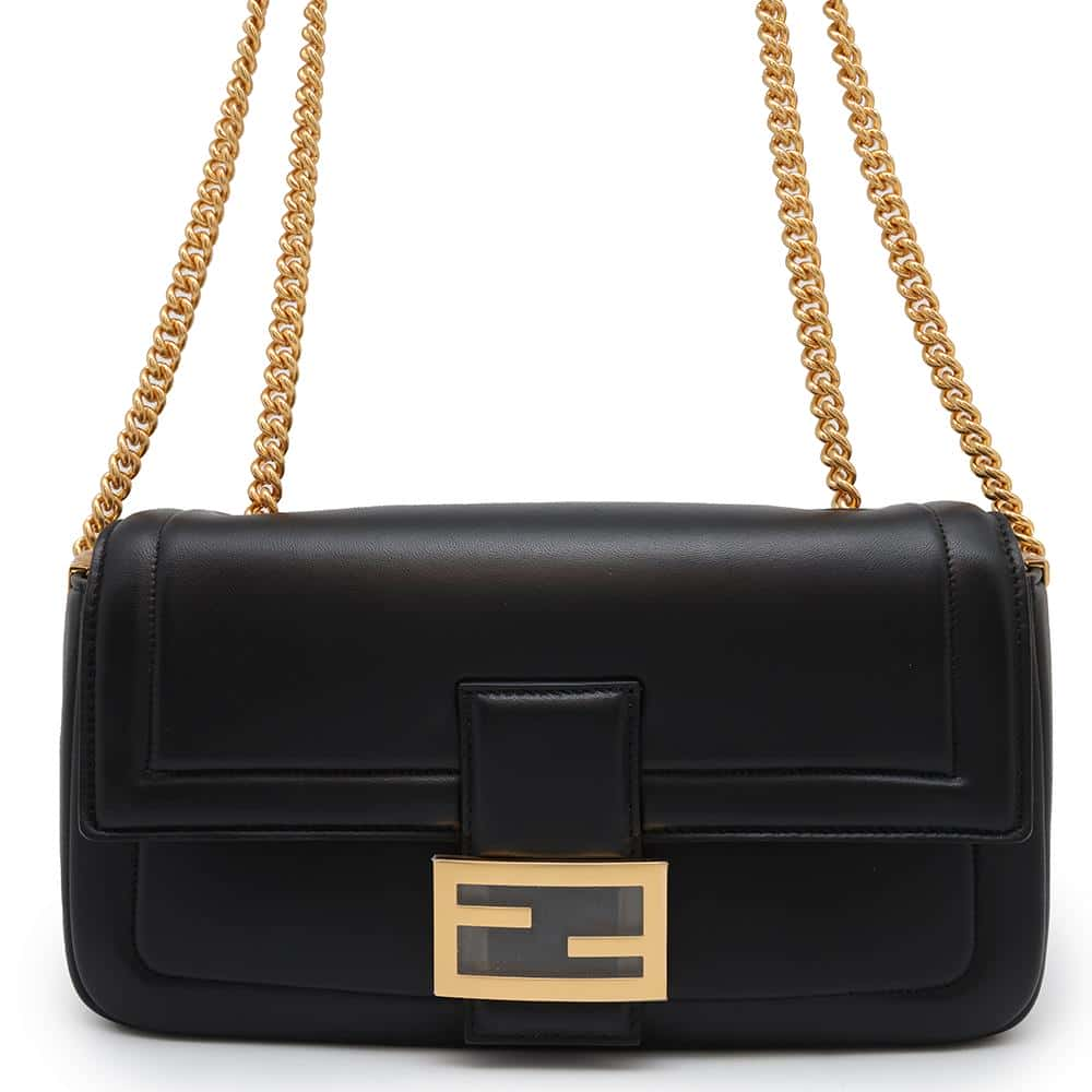 FENDI Baguette ChainShoulder Bag Black8BR783 Leather