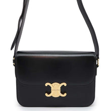 将图像加载到图库查看器中，CELINE Teen Triomphe Shoulder Bag Black187363BF4 Shiny Calf Leather
