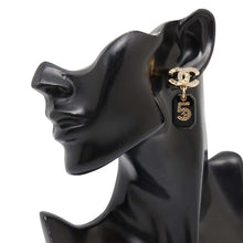 Load image into Gallery viewer, CHANEL CC Logo 5RhinestoneEarrings BlackABB357 Metal
