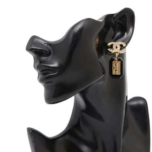 Load image into Gallery viewer, CHANEL CC Logo 5RhinestoneEarrings BlackABB357 Metal
