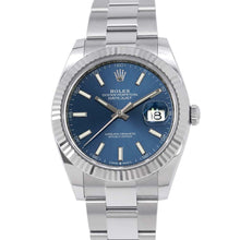 将图像加载到图库查看器中，ROLEX Datejust 41 W41mm Stainless Steel K18WG Bright Blue Dial126334
