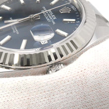 将图像加载到图库查看器中，ROLEX Datejust 41 W41mm Stainless Steel K18WG Bright Blue Dial126334
