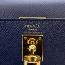 将图像加载到图库查看器中，HERMES Kelly Sellier Blue Saphir Epsom Size 25
