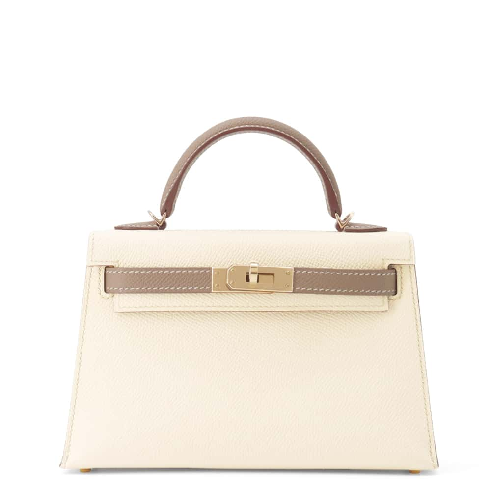 HERMES Mini Kelly Do Craie/Etoupe Epsom