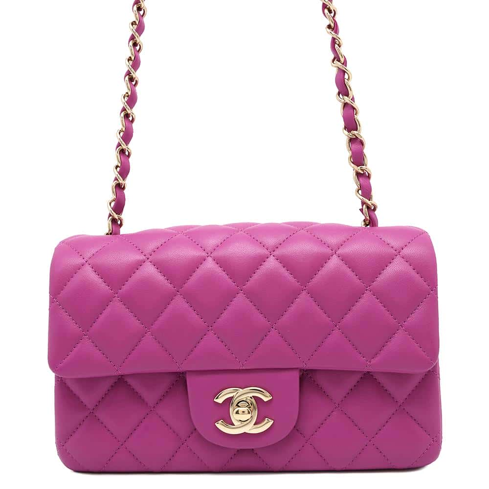 CHANEL Mini Matelasse ChainShoulder Bag PurpleA69900 Lambskin Size 20