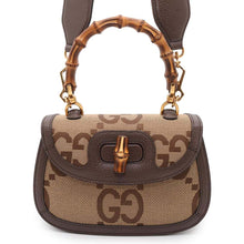 Load image into Gallery viewer, GUCCI Bamboo 1947 Jumbo GG Small Top Handle Bag Brown675797 Canvas Leather
