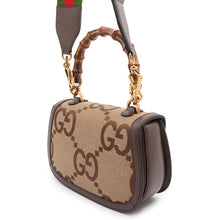 将图像加载到图库查看器中，GUCCI Bamboo 1947 Jumbo GG Small Top Handle Bag Brown675797 Canvas Leather
